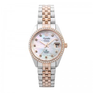 Alexandre Christie AC 5012 Silver Rosegold White Oyster Lady Diamond LDBTRMS